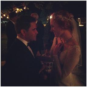 Warwick and Jessica Sabin sharing a quiet moment at their wedding.