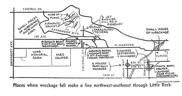 Arkansas Gazette map of debris and damage