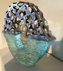 Stephen Shachtman Helix 20x18x3” Glass/Steel